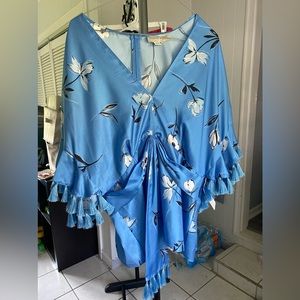 Floral Blue Kimono Style Top